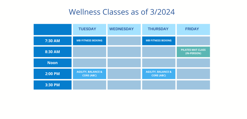 mind body Wellness classes Schedule